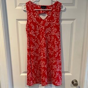 NEVER WORN! Red Floral Sleeveless A-Line Dress with Keyhold Back